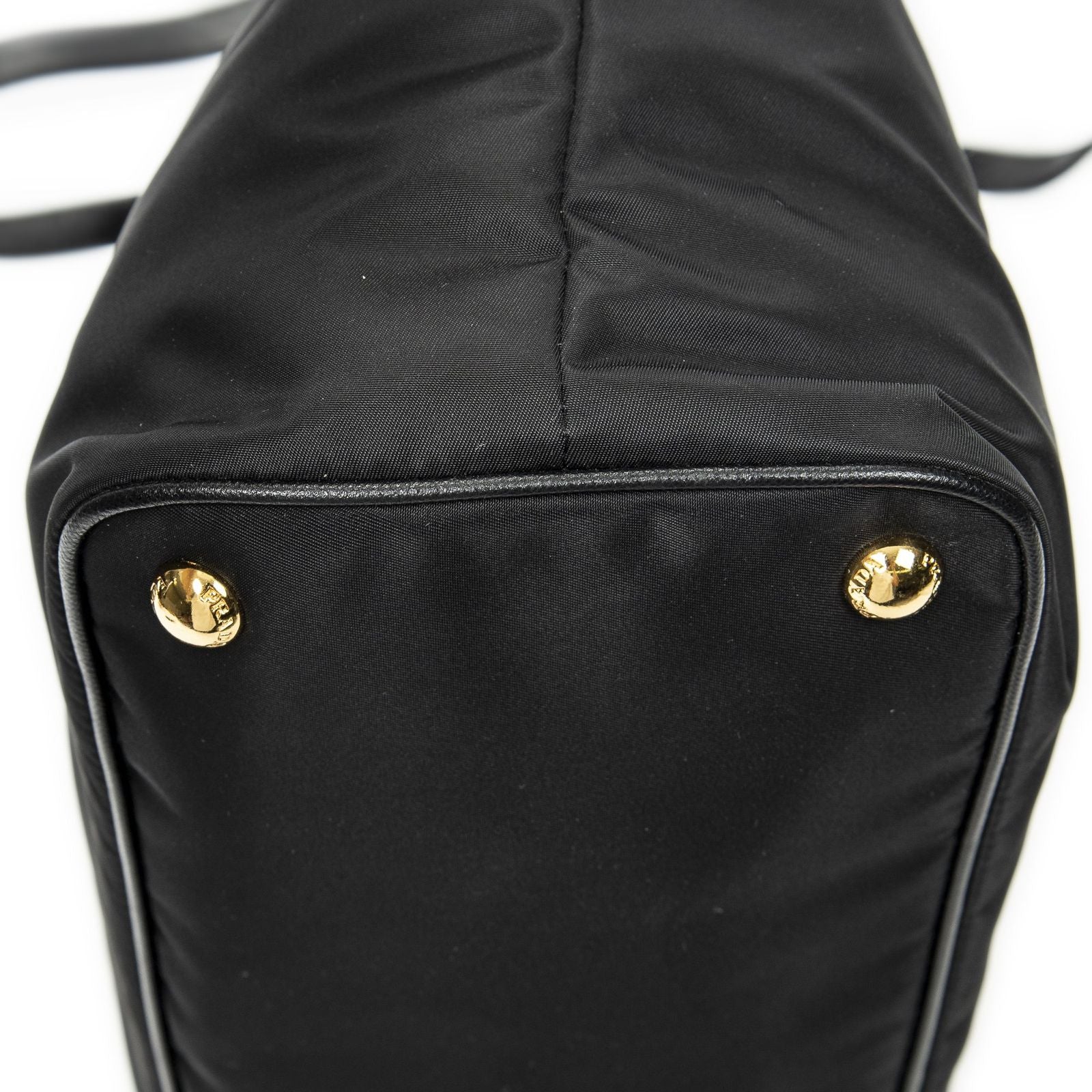 Prada Side Drawstring Shopping Tote Black Nylon Canvas — view 7