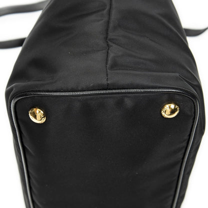 Prada Side Drawstring Shopping Tote Black Nylon Canvas — view 7