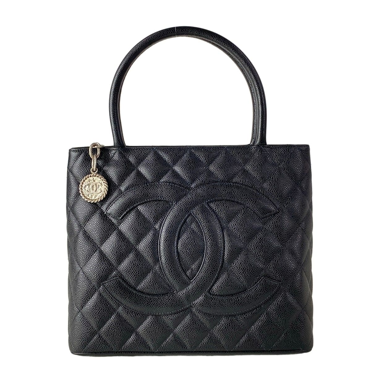 Chanel Tote Medallion Black Silver