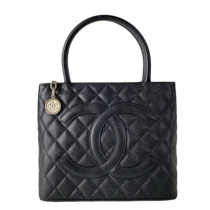 Chanel Tote Medallion Black Silver
