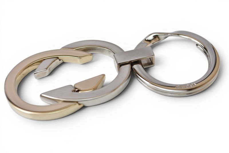 Gucci Key Ring Key Holder Vintage Interlocking Silver Gold — view 3