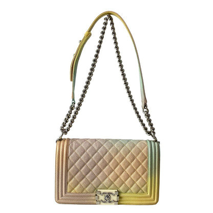 Chanel Shoulder Bag Pink Multi Color Chain Silver