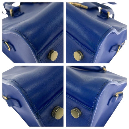 Saint Laurent Paris Monogram Cabas Blue Gold Leather Shoulder — view 3