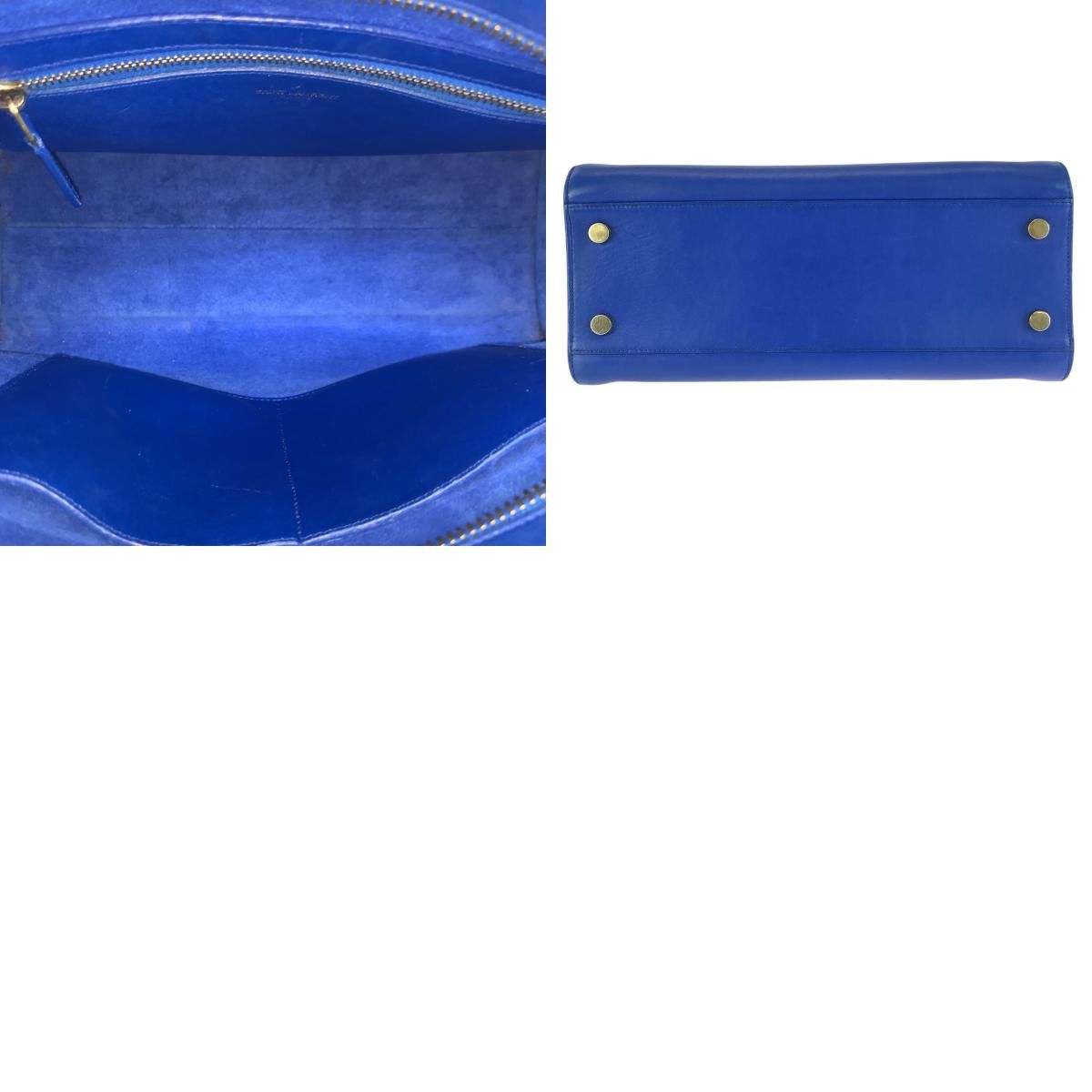 Saint Laurent Paris Monogram Cabas Blue Gold Leather Shoulder — view 9