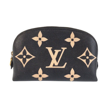 Louis Vuitton Monogram Empreinte Cosmetic PM Black Beige Leather Pouch Makeup