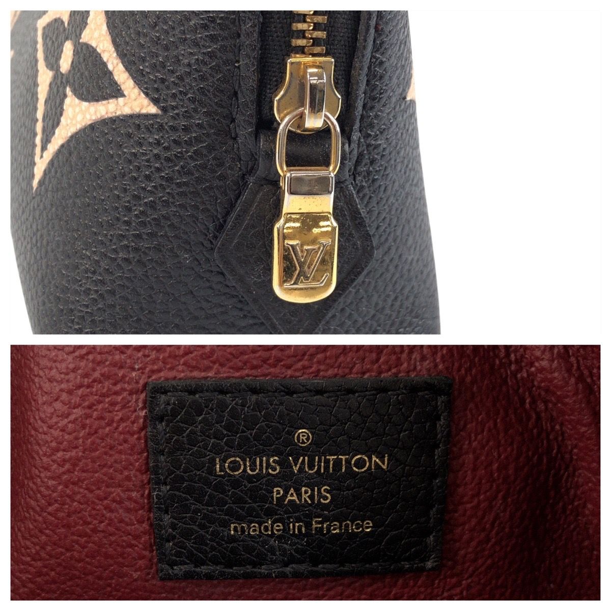 Louis Vuitton Monogram Empreinte Cosmetic PM Black Beige Leather Pouch Makeup — view 4