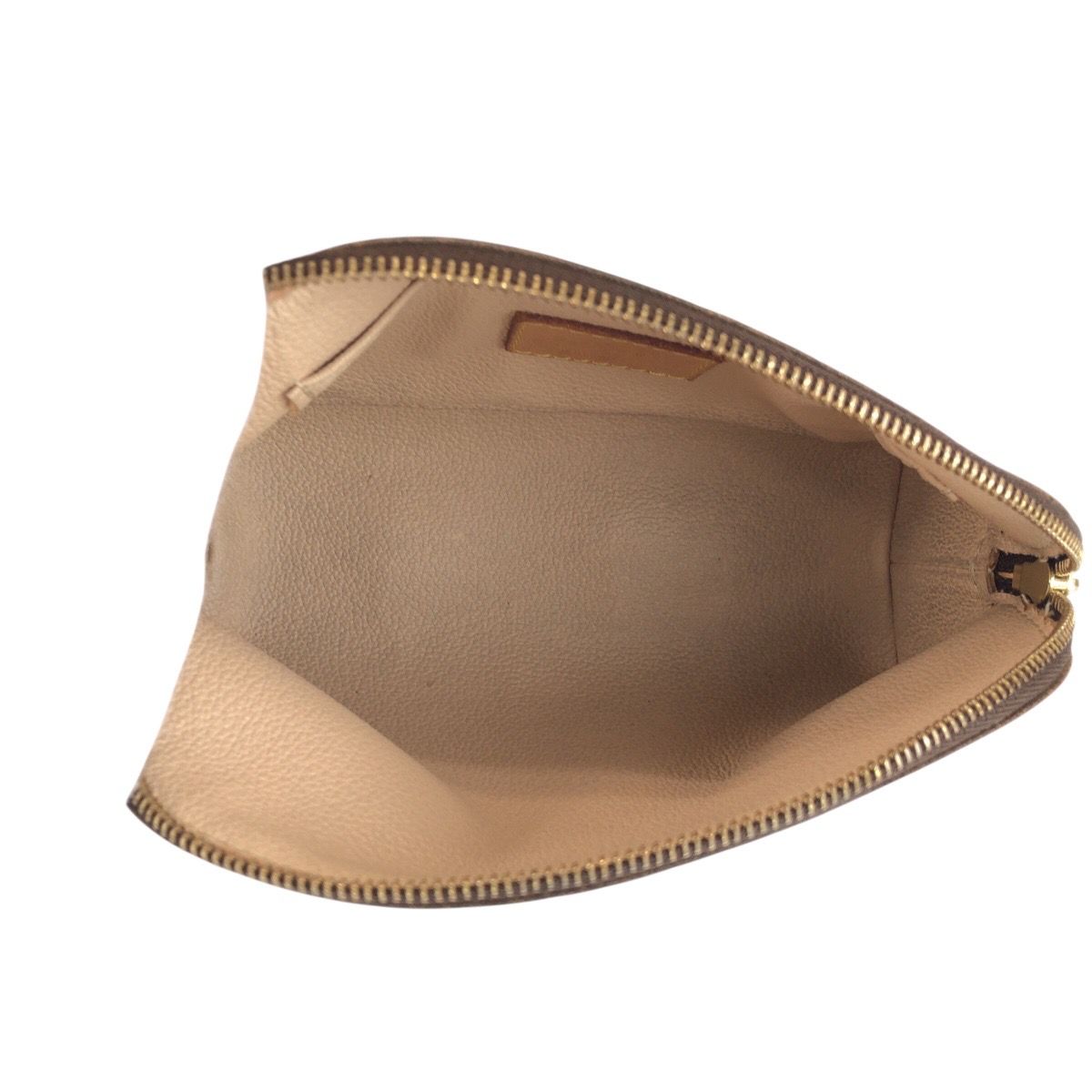 Louis Vuitton Monogram Pochette Cosmetic PM Brown Leather Pouch Makeup — view 7
