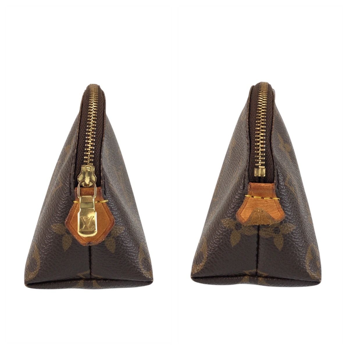 Louis Vuitton Monogram Pochette Cosmetic PM Brown Leather Pouch Makeup — view 6