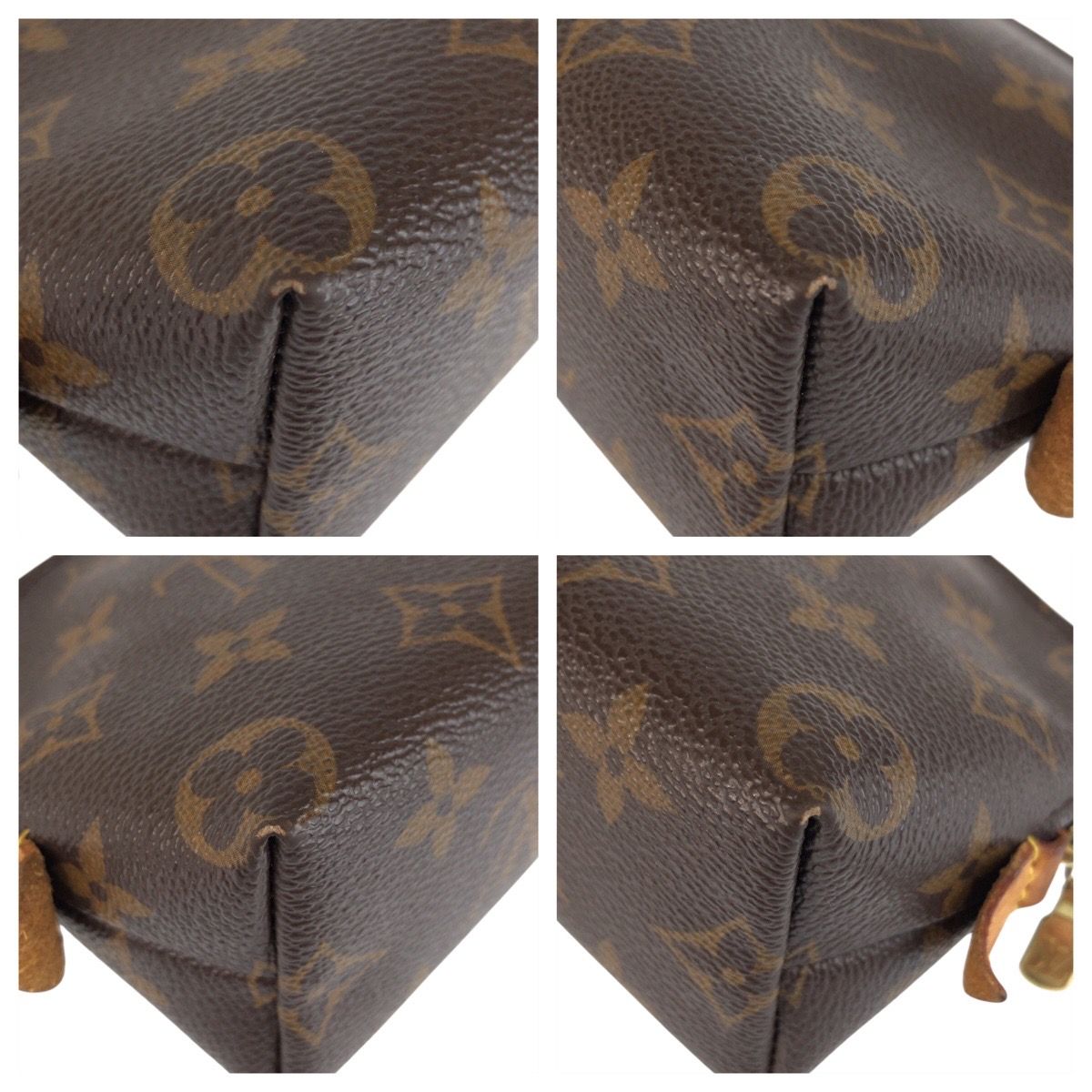 Louis Vuitton Monogram Pochette Cosmetic PM Brown Leather Pouch Makeup — view 3