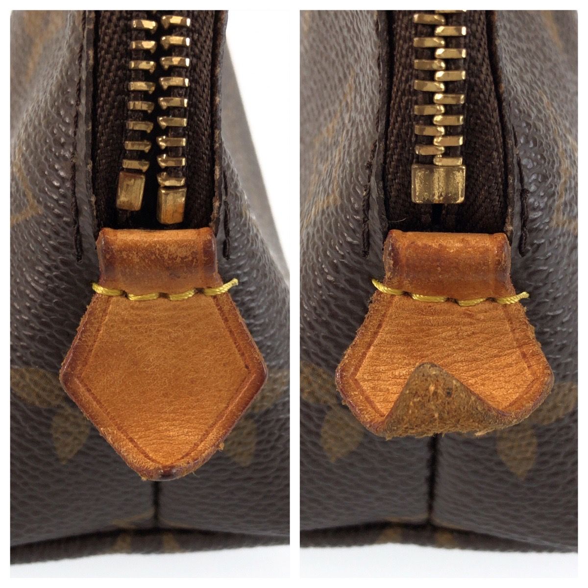 Louis Vuitton Monogram Pochette Cosmetic PM Brown Leather Pouch Makeup — view 5
