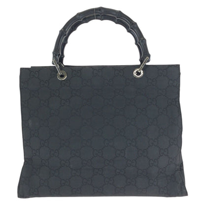 Gucci Bamboo Black Silver Nylon 002 Tote