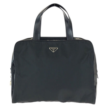 Prada Tessuto Black Silver Nylon Leather Business Briefcase