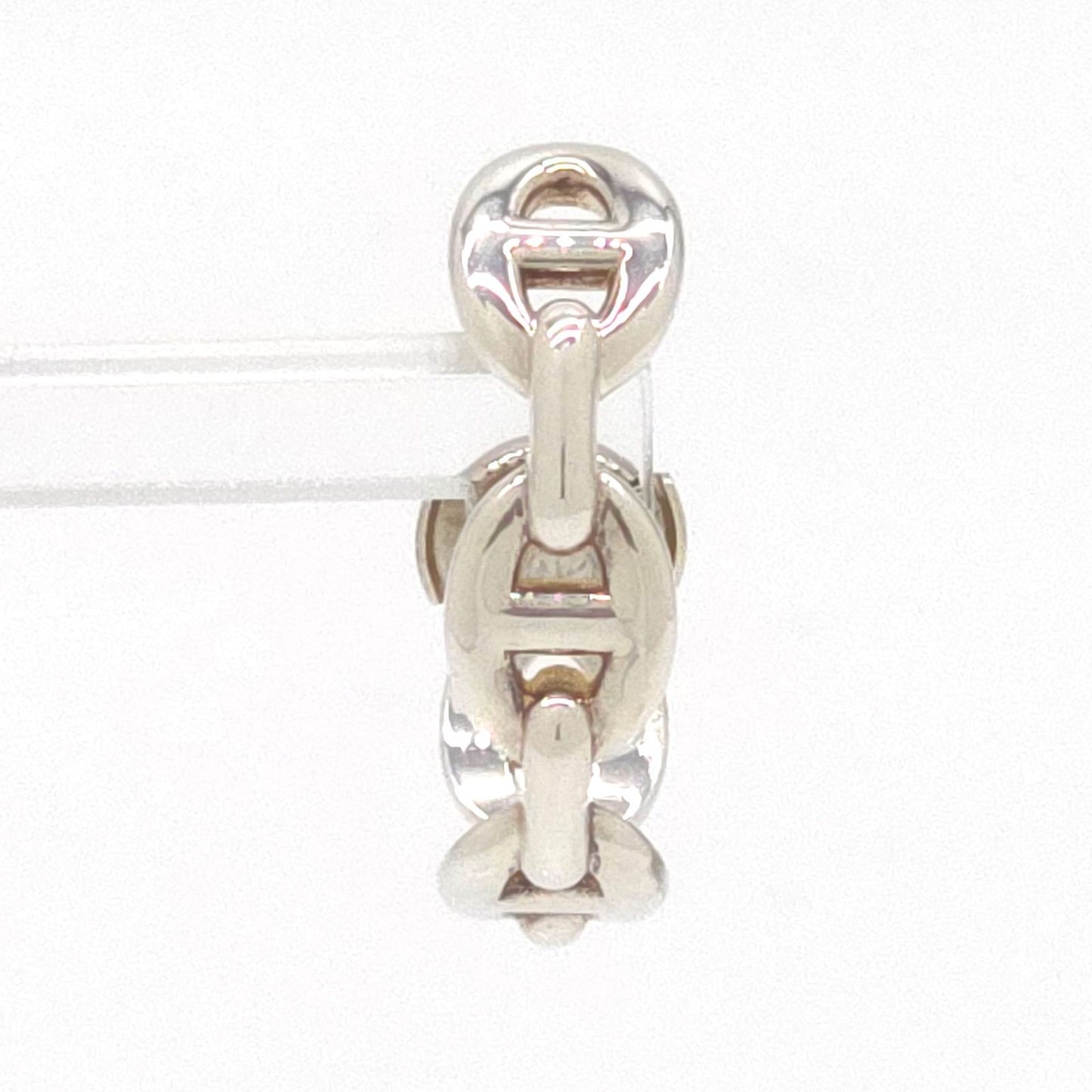 Hermes Chaine D'ancre Hoop Earrings Single Sterling Silver 2.54 cm Case