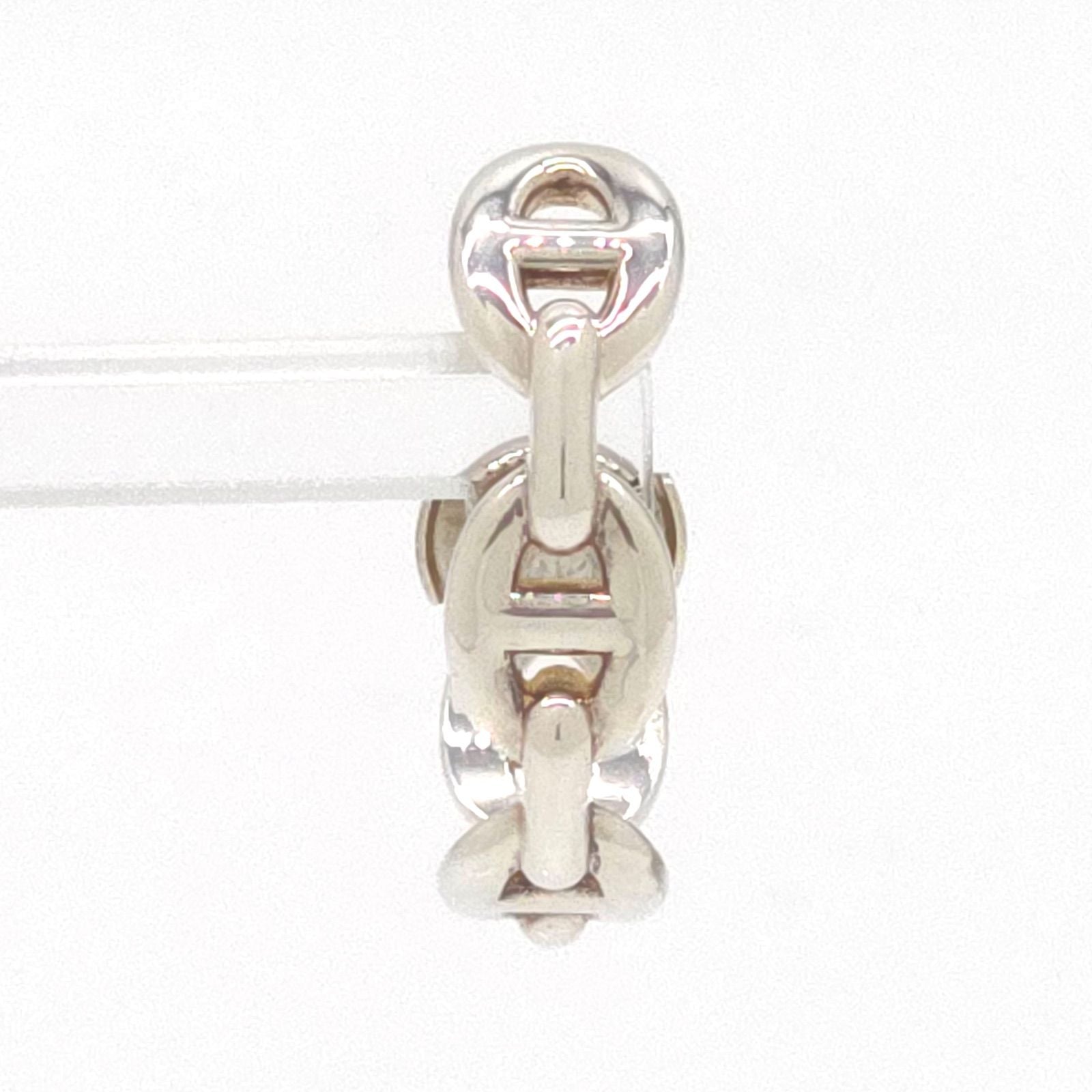 Hermes Chaine D'ancre Hoop Earrings Single Sterling Silver 2.54 cm Case