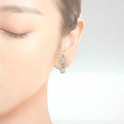 Hermes Chaine D'ancre Hoop Earrings Single Sterling Silver 2.54 cm Case — view 2