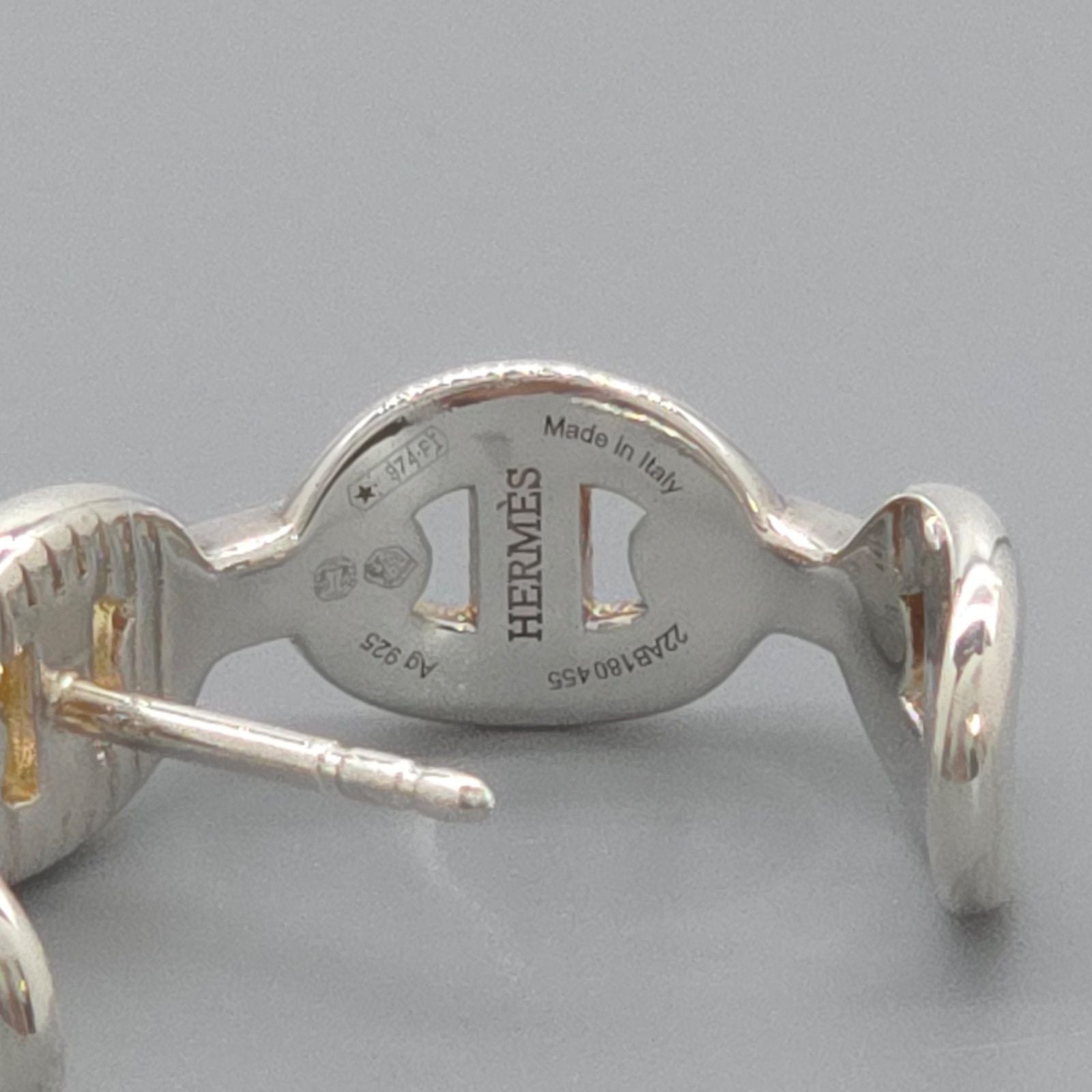 Hermes Chaine D'ancre Hoop Earrings Single Sterling Silver 2.54 cm Case — view 5