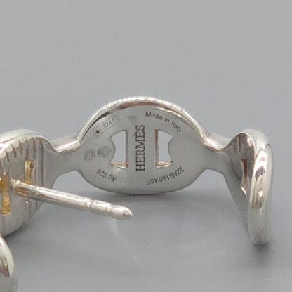 Hermes Chaine D'ancre Hoop Earrings Single Sterling Silver 2.54 cm Case — view 5