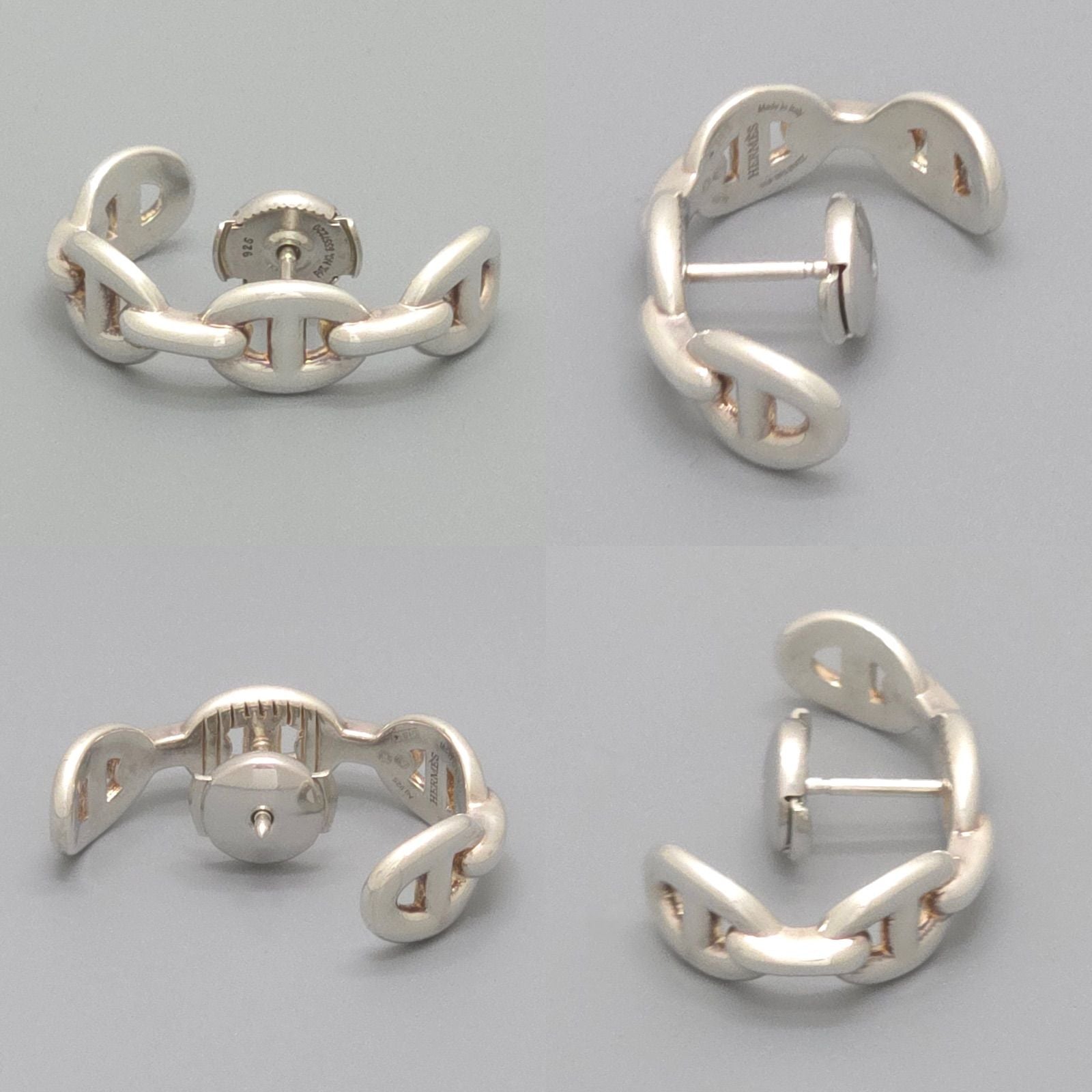 Hermes Chaine D'ancre Hoop Earrings Single Sterling Silver 2.54 cm Case — view 3