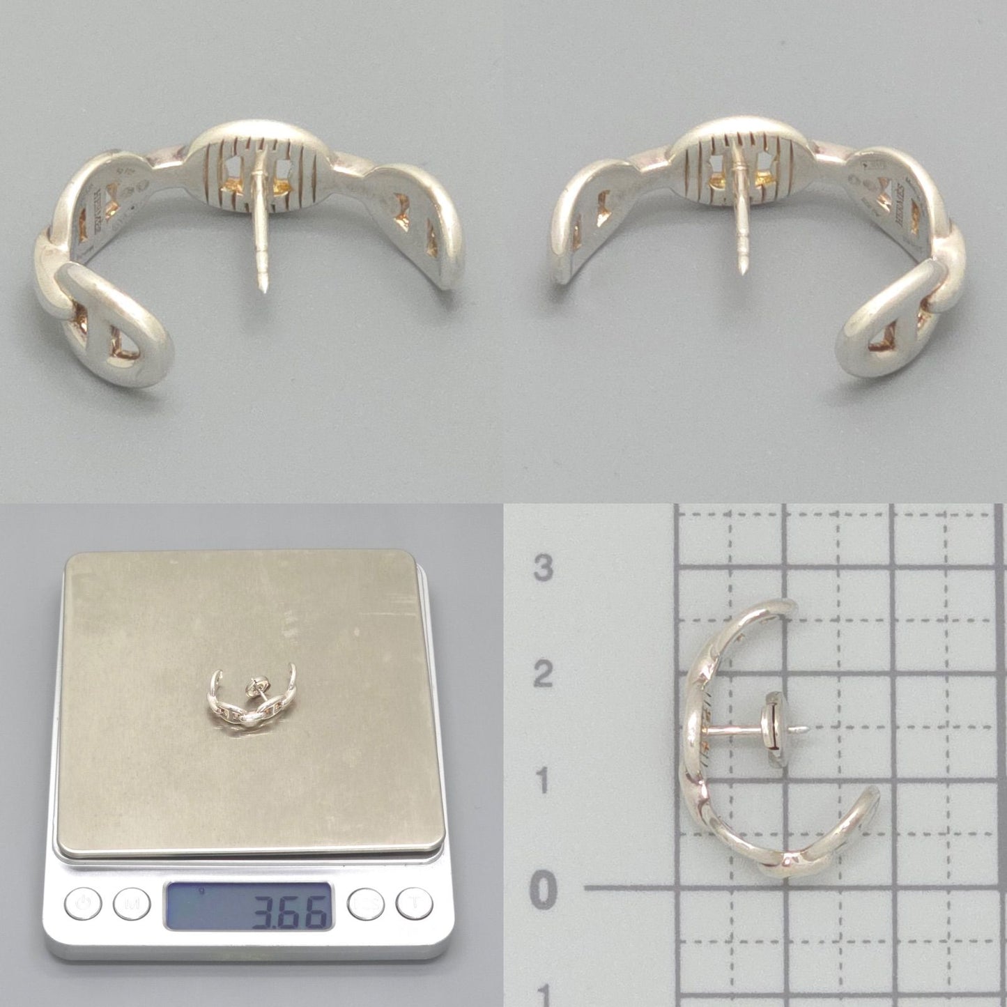 Hermes Chaine D'ancre Hoop Earrings Single Sterling Silver 2.54 cm Case — view 8