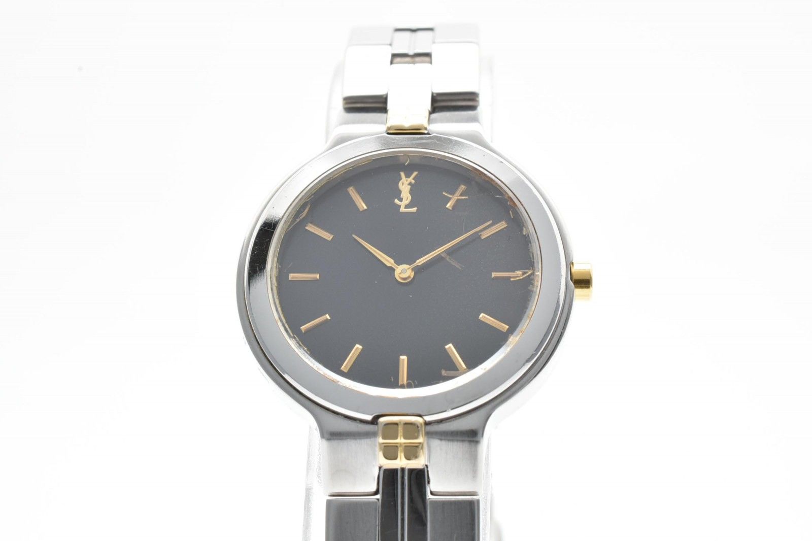 Saint Laurent Quartz Watch Black Dial Silver Gold — view 2