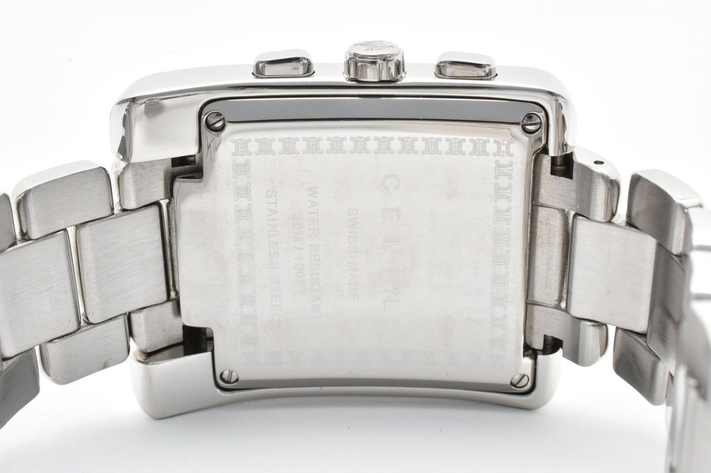 Celine Chronograph Watch Square Silver Dial Stainless Steel Quartz Date — view 9