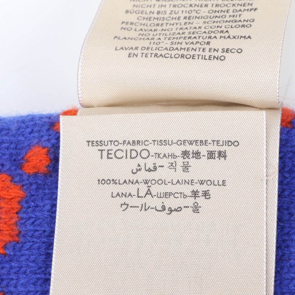 Gucci Tagged GG Jacquard Scarf All Over Pattern Fringe Shawl Blue — view 8