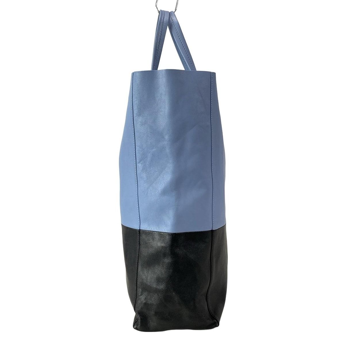 Celine Tote Vertical Cabas Mall Light Blue Black Leather — view 4