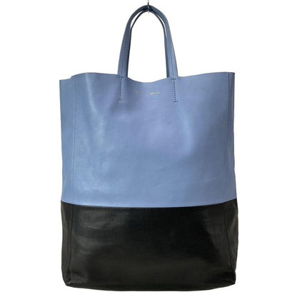Celine Tote Vertical Cabas Mall Light Blue Black Leather