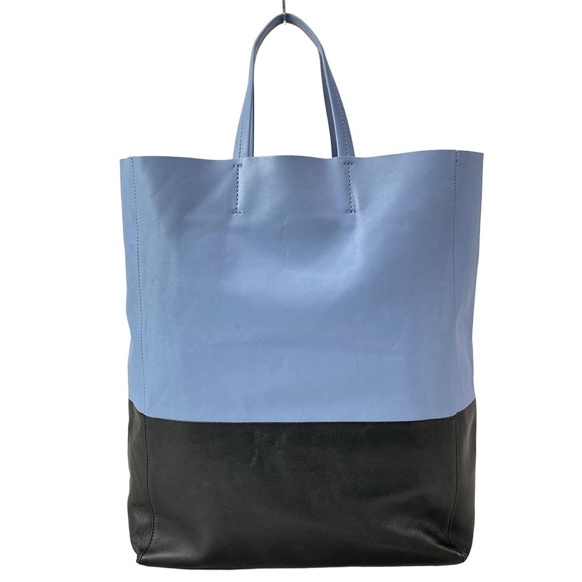 Celine Tote Vertical Cabas Mall Light Blue Black Leather — view 3