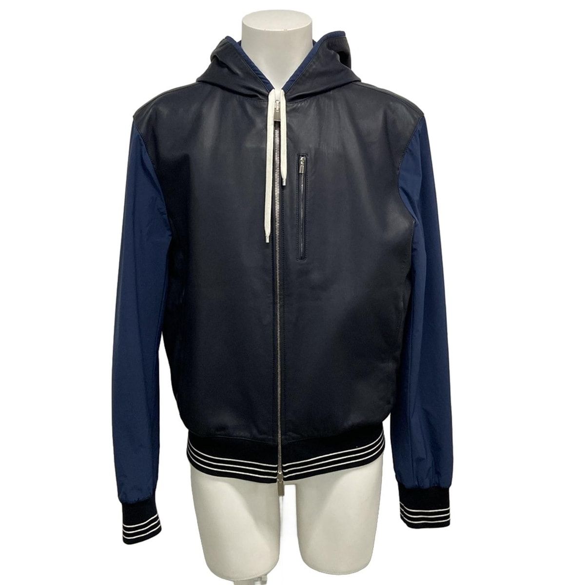 Hermes Jacket 50 XL Dark Navy Blue Long Sleeve Lambskin Different