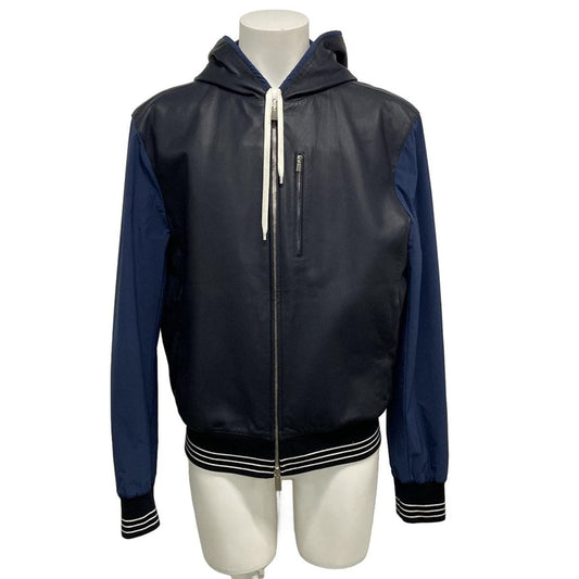 Hermes Jacket 50 XL Dark Navy Blue Long Sleeve Lambskin Different