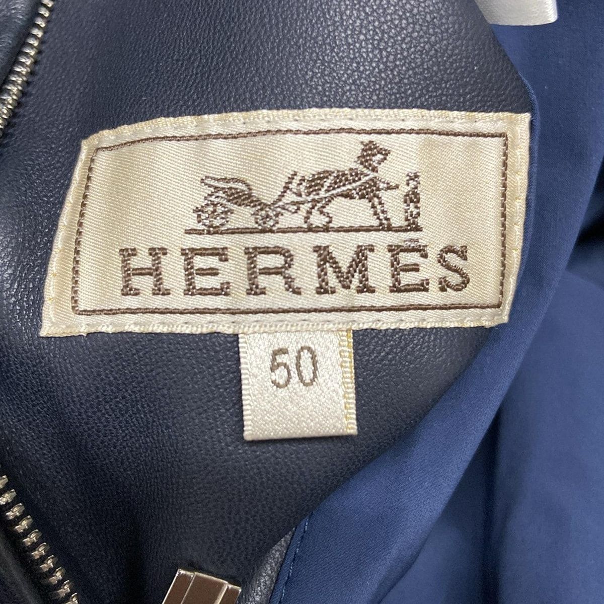 Hermes Jacket 50 XL Dark Navy Blue Long Sleeve Lambskin Different — view 4