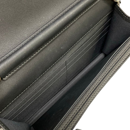 Chanel Wallet Camellia Dark Gray Chain Rhinestone Studs Silver Lambskin — view 4