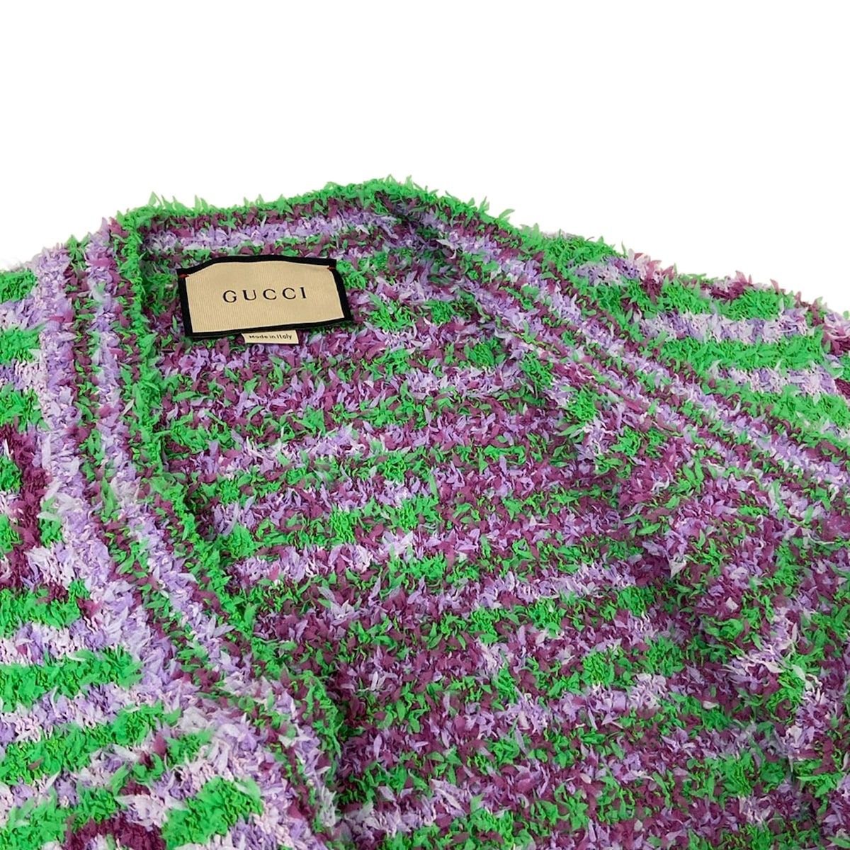 Gucci Cardigan XS Green Light Purple Long Sleeve GG Pattern Jacquard Cotton — view 8