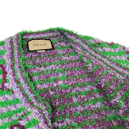 Gucci Cardigan XS Green Light Purple Long Sleeve GG Pattern Jacquard Cotton — view 8