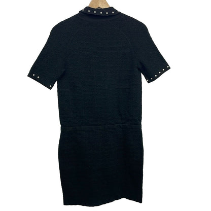 Chanel Dress 36 S Black White Short Sleeve Knee Length Knit Pearl — view 2