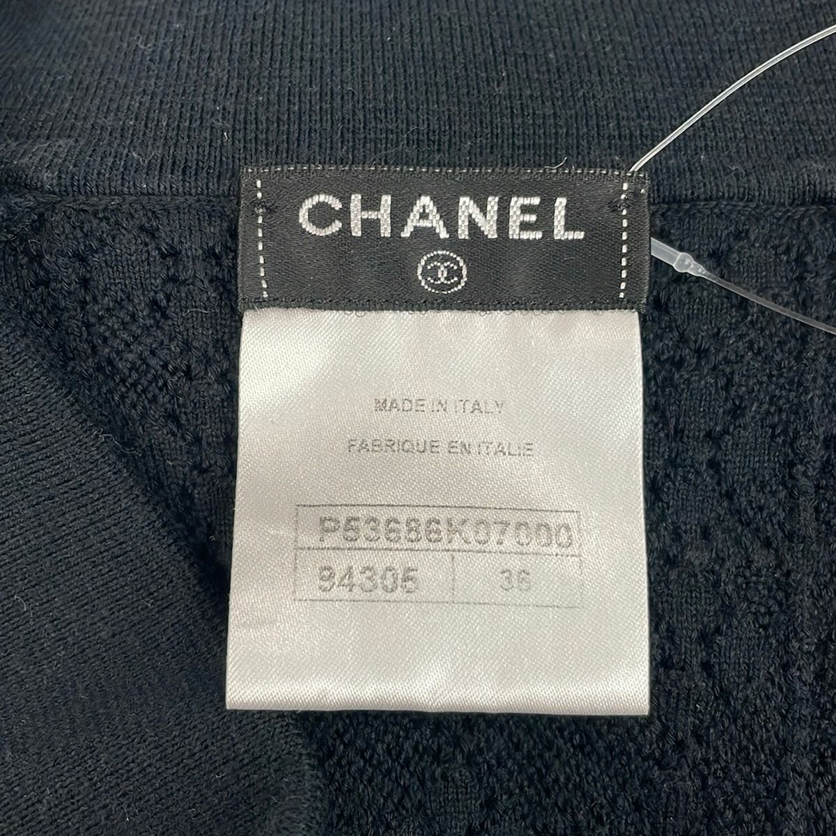 Chanel Dress 36 S Black White Short Sleeve Knee Length Knit Pearl — view 3