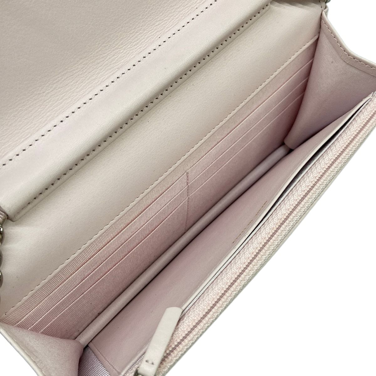 Chanel Wallet Light Pink Chain Silver Leather — view 4