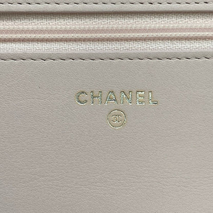 Chanel Wallet Light Pink Chain Silver Leather — view 6