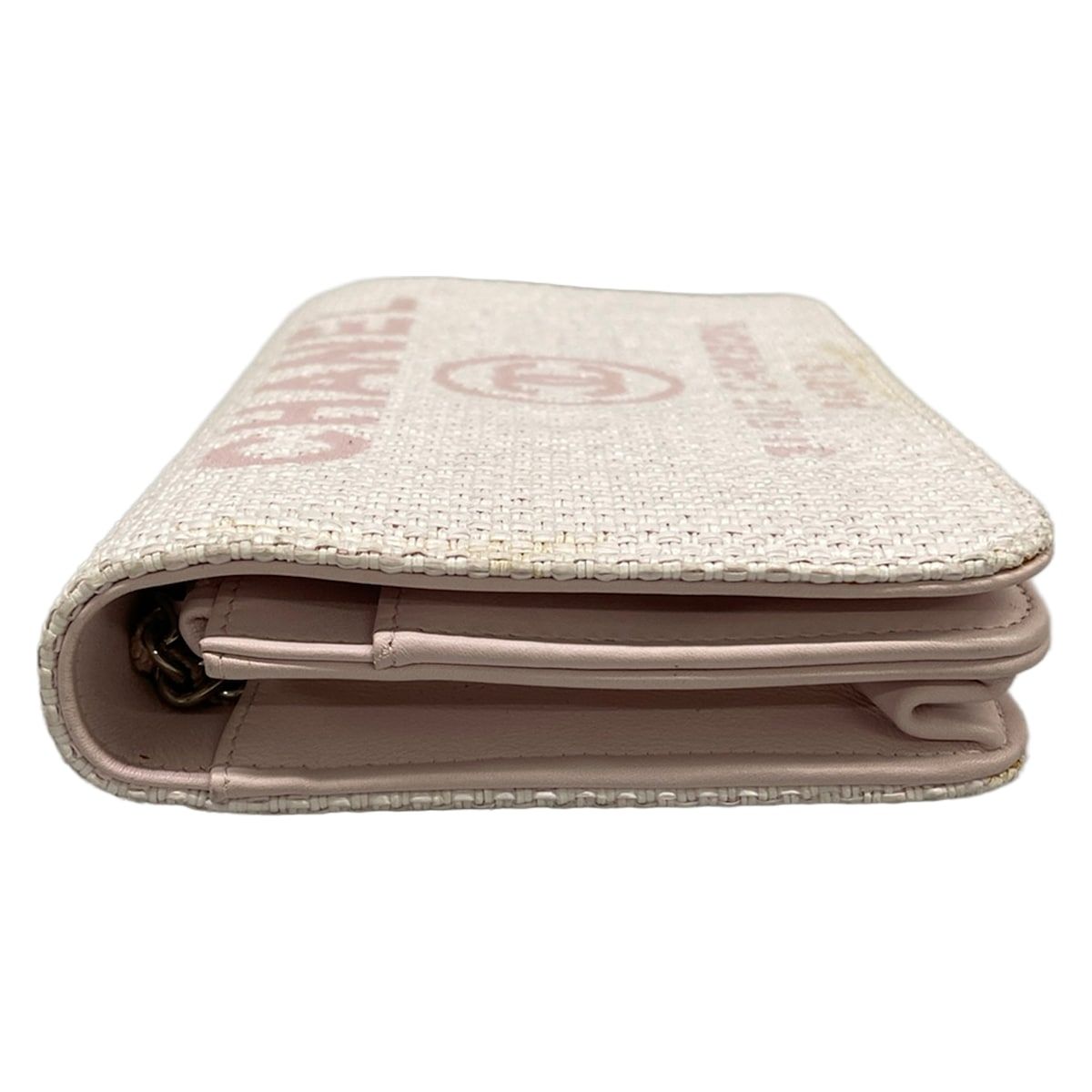 Chanel Wallet Light Pink Chain Silver Leather — view 9