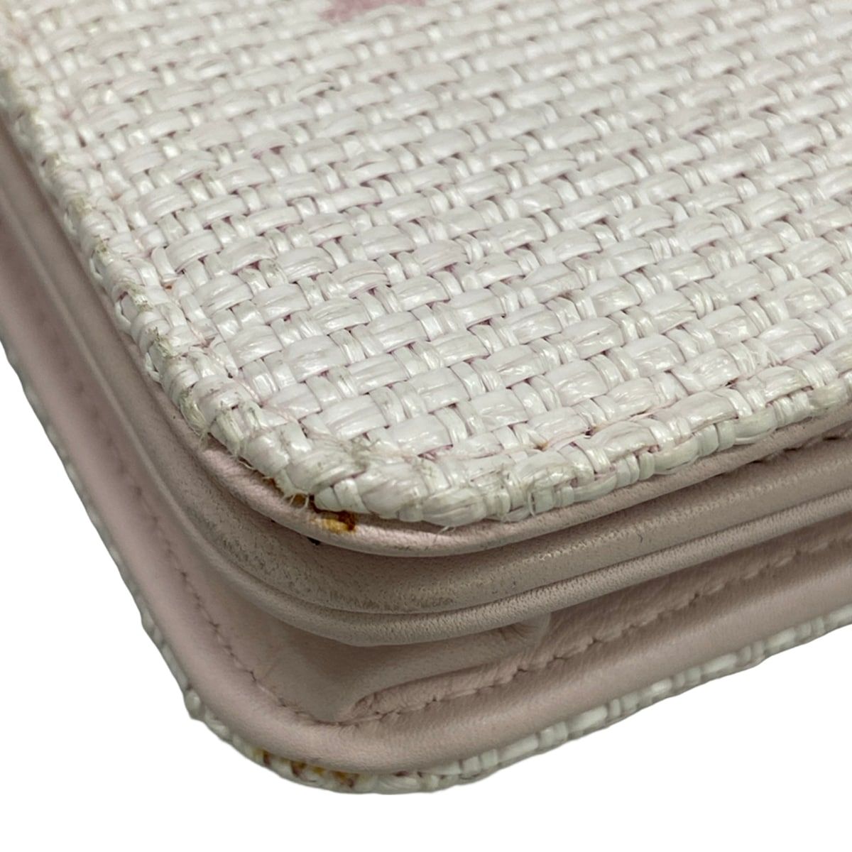 Chanel Wallet Light Pink Chain Silver Leather — view 7
