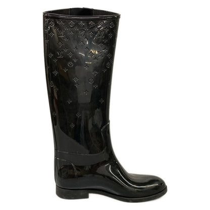 Louis Vuitton Rain Boots Black Long Monogram Pattern Embossed — view 2