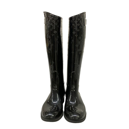 Louis Vuitton Rain Boots Black Long Monogram Pattern Embossed — view 5