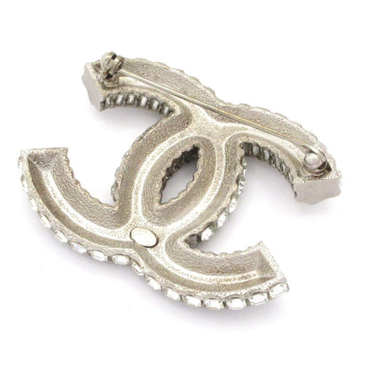 Chanel Brooch CC Logo Silver Clear Visual Rhinestone — view 2
