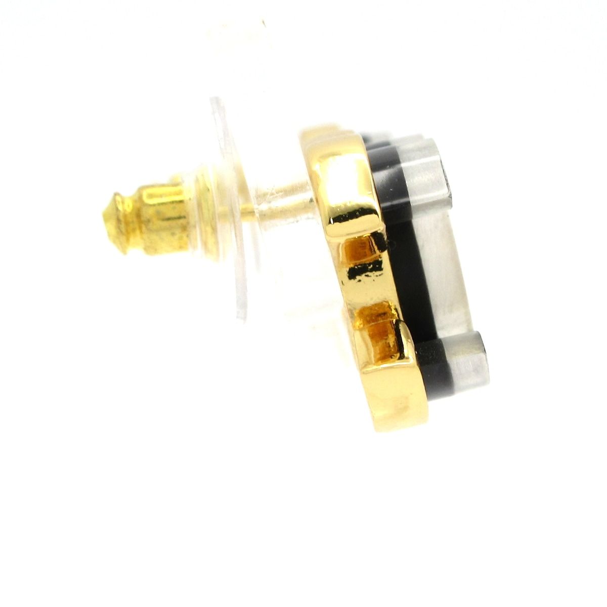 Chanel Earrings CC Logo Gold Black Clear — view 2
