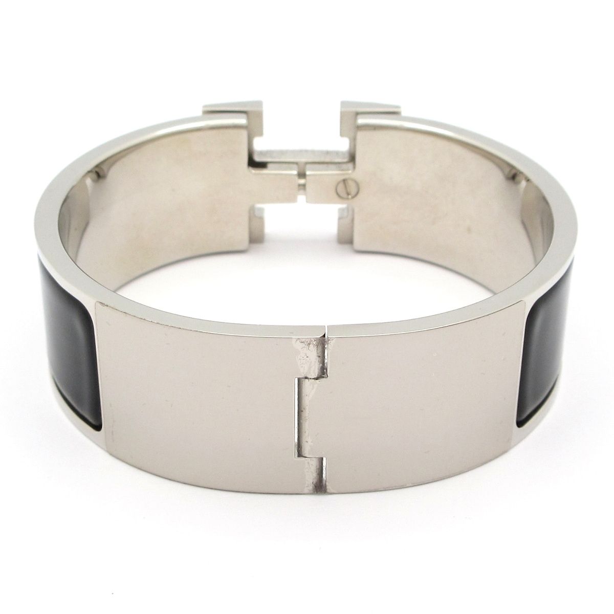 Hermes Bangle Clic Clac Silver Black Bracelet — view 3