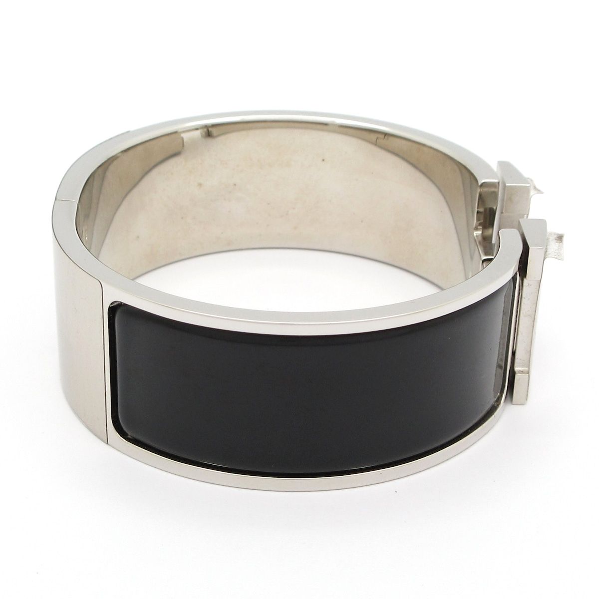 Hermes Bangle Clic Clac Silver Black Bracelet — view 2