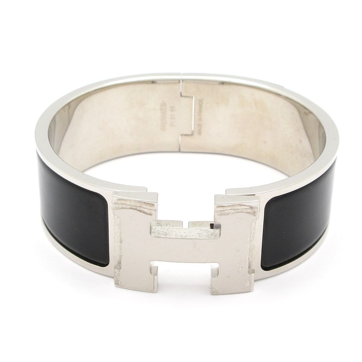 Hermes Bangle Clic Clac Silver Black Bracelet