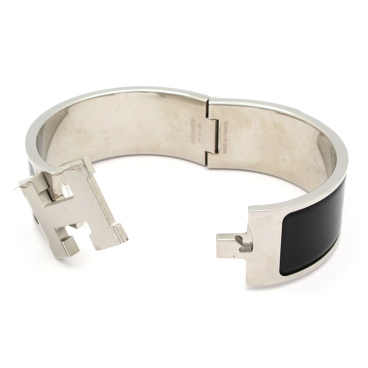 Hermes Bangle Clic Clac Silver Black Bracelet — view 5