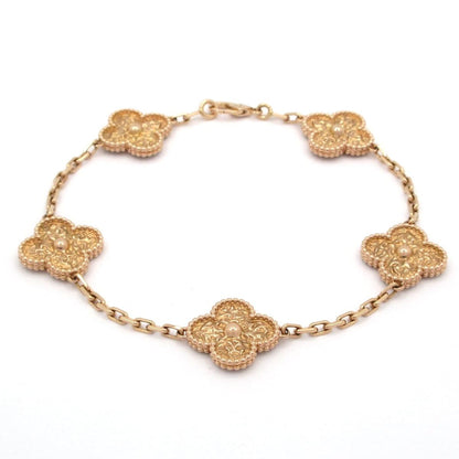 Van Cleef & Arpels Bracelet Vintage Alhambra 18k Pink Gold 5 Motif